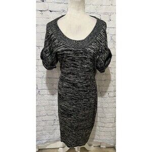 Calvin Klein CK Marled Knit Short Sleeve Sweater Dress Midi Size Medium